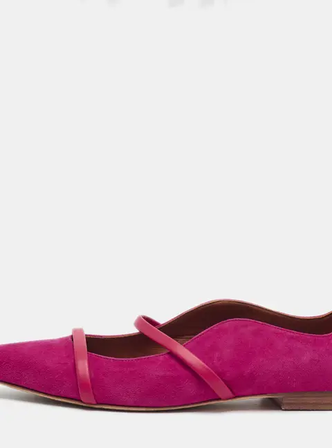 Malone Souliers Maureen Size 37.5 Purple/Red Leather and Suede Ballet Flats