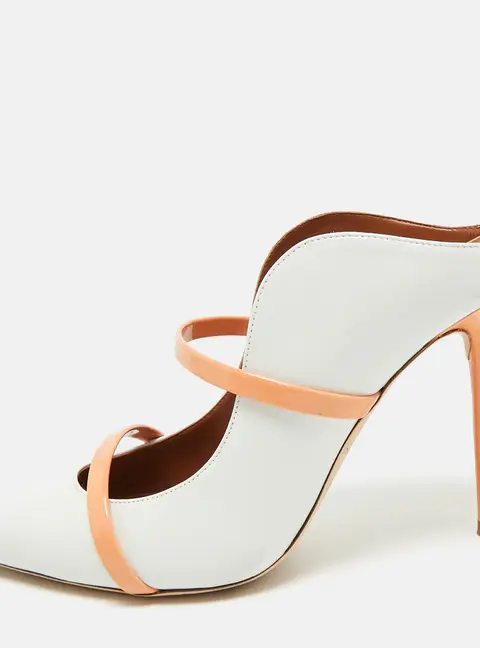 Malone Souliers Maureen Size 37.5 White/Orange Leather Pumps