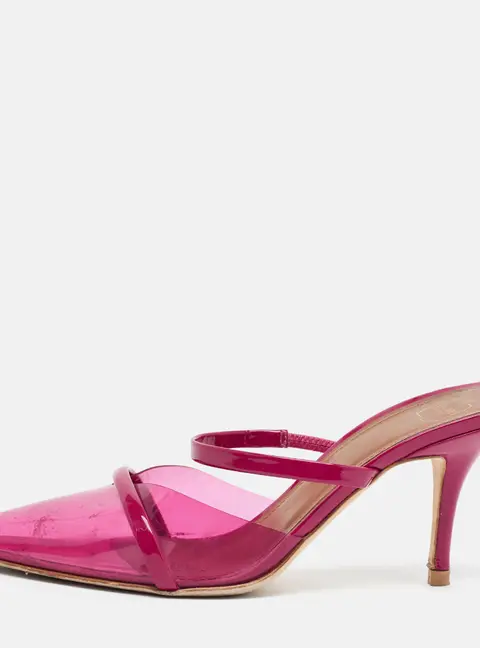 Malone Souliers Pink Patent Leather PVC Maureen Heeled Mules