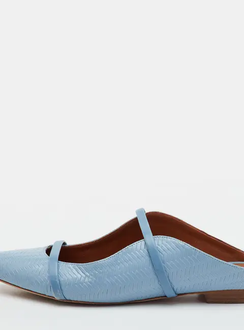 Malone Souliers Maureen Size 39.5 Blue Woven Leather Pointed Toe Flat Mules
