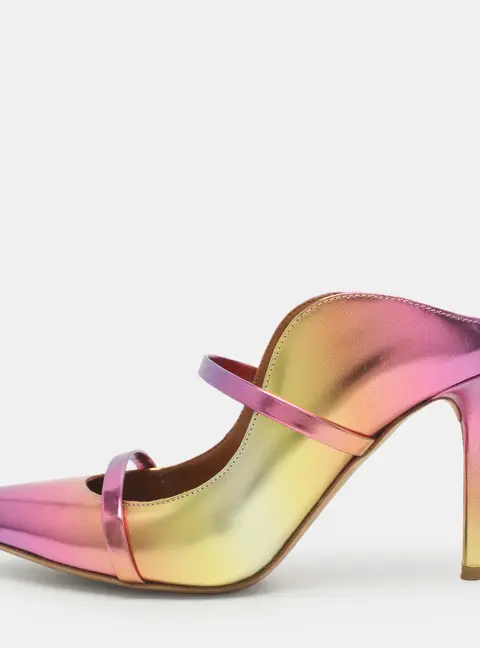 Malone Souliers x Dima Ayad Maureen Size 38.5 Metallic Ombre Patent Leather Mules