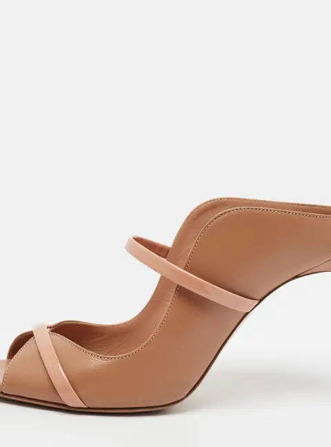 Malone Souliers Norah Size 38.5 Beige Leather and Patent Leather Mules