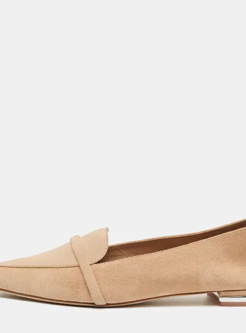 Malone Souliers Dora Buff Size 39.5 Beige Suede Slip On Loafers