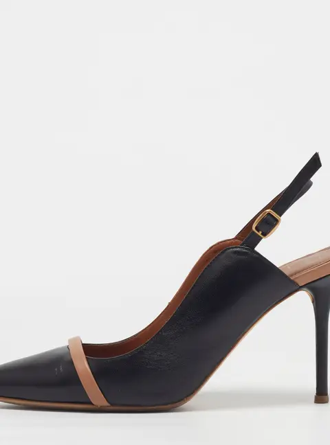 Malone Souliers Marion Size 40 Black/Beige Leather Slingback  Pumps