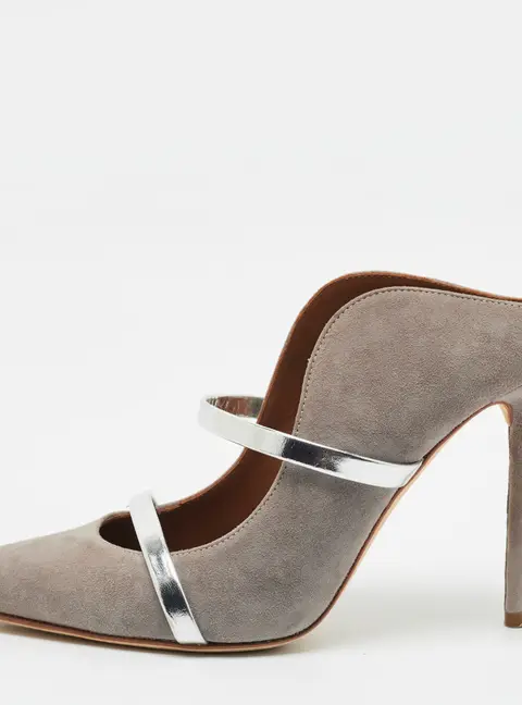 Malone Souliers Maureen Size 36.5 Grey/Silver Leather and Suede Pumps