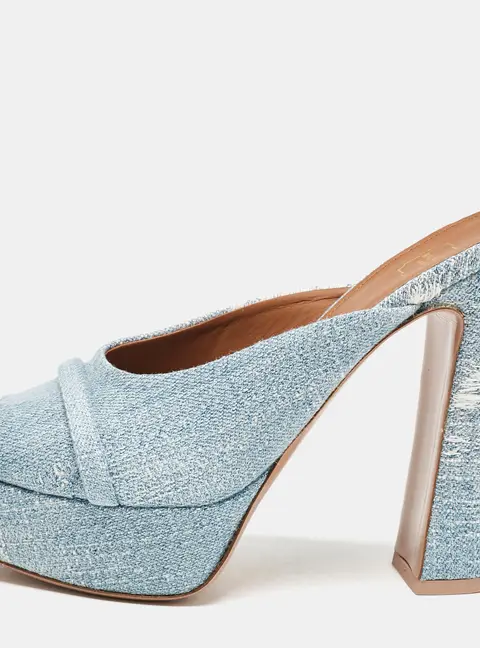 Malone Souliers Blue Denim Yasmin Platform Mules Size 38