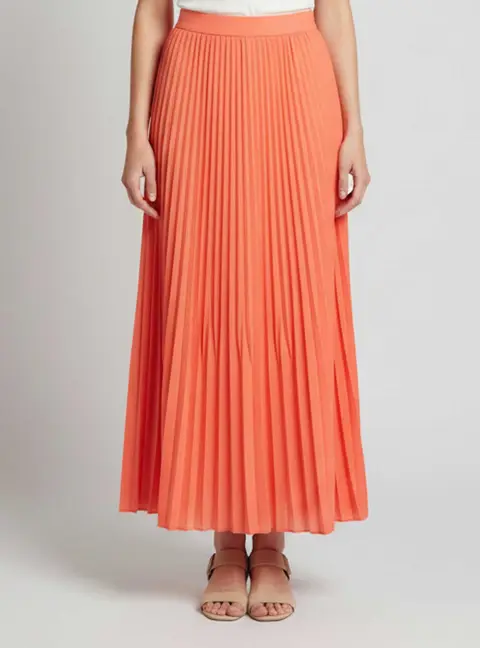 Manoush Bright Pink Crepe Plisse Maxi Skirt M