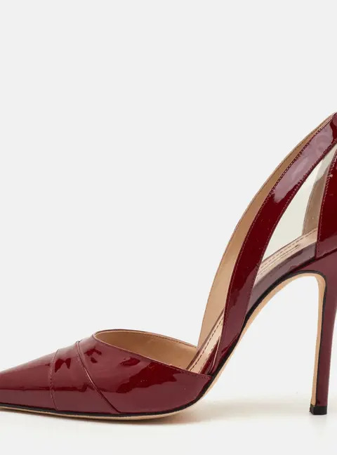 Manolo Blahnik Size 39.5 Burgundy Patent Leather Pointed Toe D'orsay Pumps