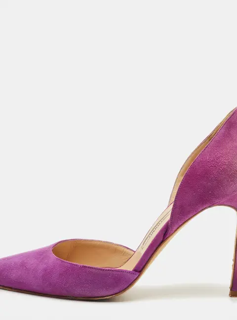 Manolo Blahnik Tayler Size 38.5 Purple Suede D'orsay Pumps