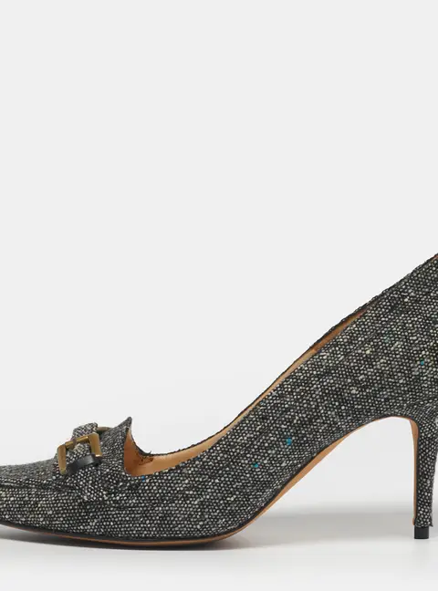 Manolo Blahnik Size 41 Black Tweed Pointed Toe Loafer Pumps