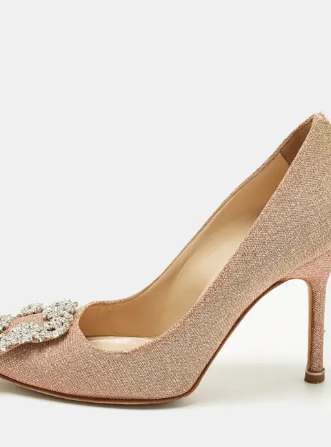 Manolo Blahnik Hangisi Size 35 Metallic Lurex Fabric Pumps