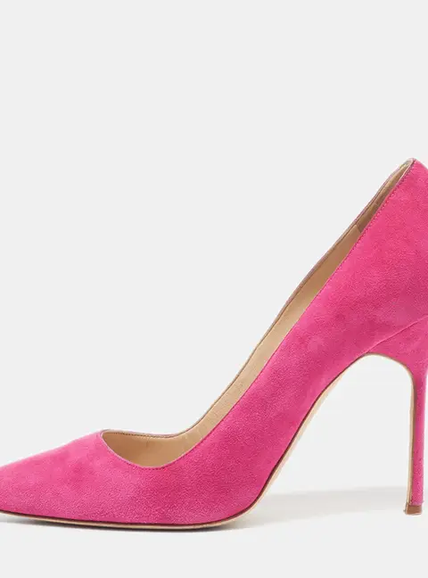 Manolo Blahnik BB Size 38.5 Pink Suede Pumps