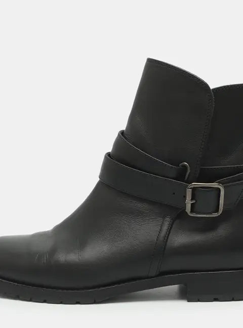 Manolo Blahnik Size 37 Black Leather Mid Calf Boots