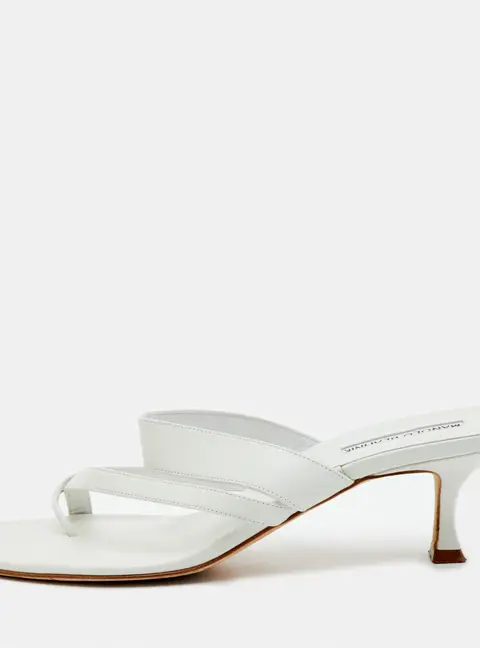 Manolo Blahnik Susa Size 41 White Leather Slide Sandals