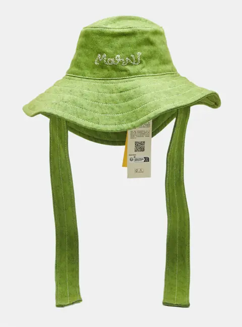 Marni Green Denim Logo Embroidered Bucket Hat M