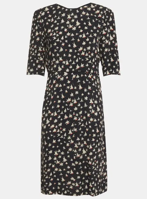 Marni Navy Blue Abstract Print Crepe Mini Sheath Dress M