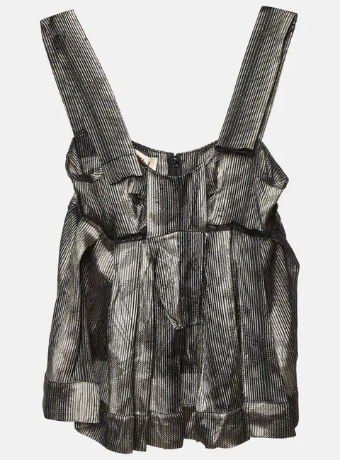 Marni Metallic Stripe Lurex Silk Blend Trapeze Top S