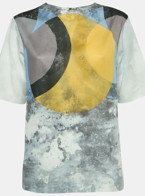 Marni Multicolor Cotton Half Sleeve Blouse S