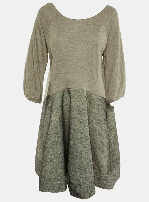Marni Cream & Grey Wool Paneled Oversized Mini Dress M