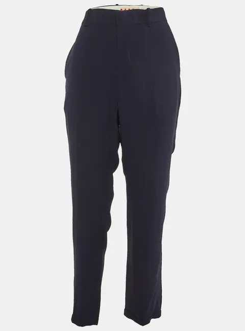 Marni Navy Blue Crepe Tapered Leg Trousers L