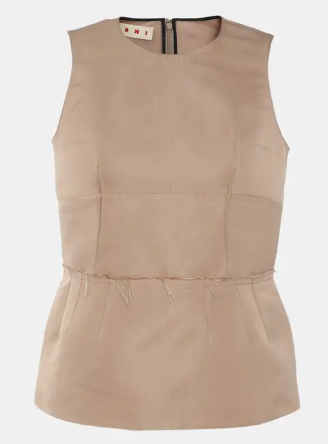 Marni Beige Satin Sleeveless Top S