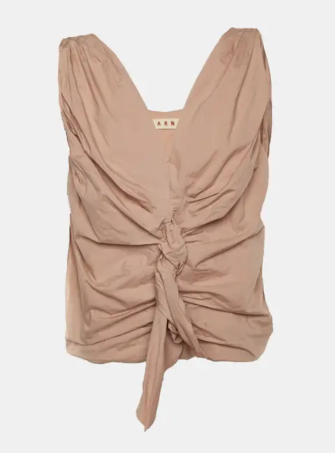Marni Coral Pink Cotton Ruched Sleeveless Top M
