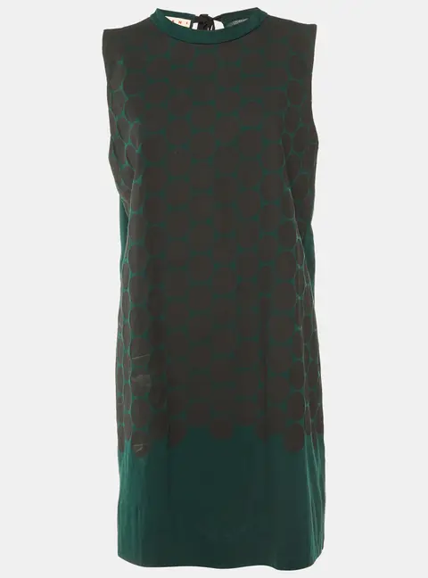 Marni Green Polka Dotted Cotton Sleeveless Shift Dress L