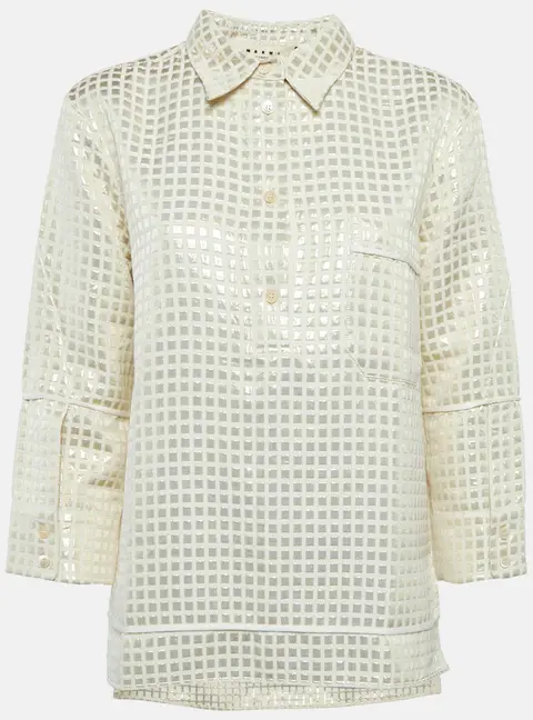 Marni Cream Lurex and Cotton Tunic S
