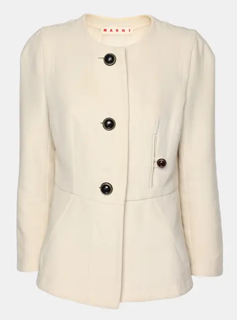 Marni Cream Cotton Button Front Jacket M