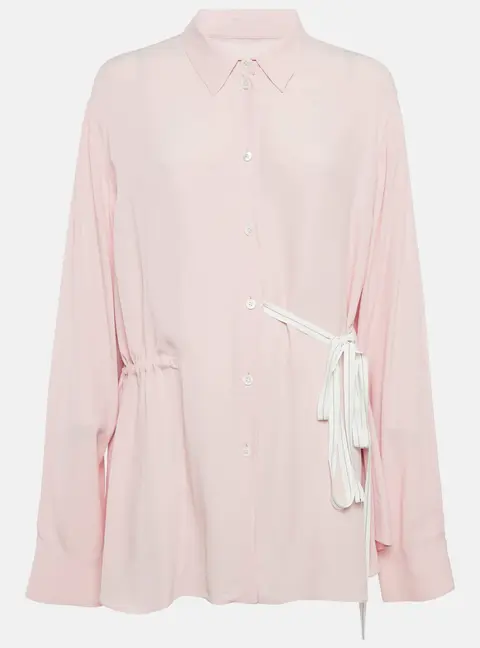 Marni Pink Crepe Button Front Long Shirt M