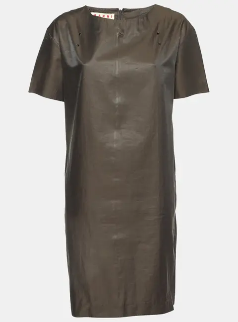 Marni Brown Cotton Blend Shift Dress L