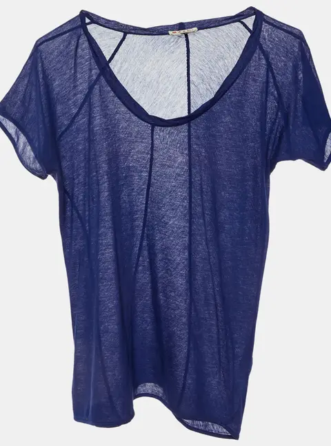 Marni Navy Blue Cotton Knit Deep Neck T-Shirt M