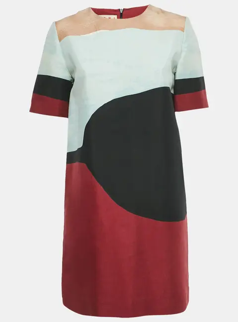 Marni Multicolor Abstract Print Cotton Mini Dress M