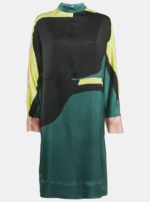 Marni Multicolor Satin Shift Dress M