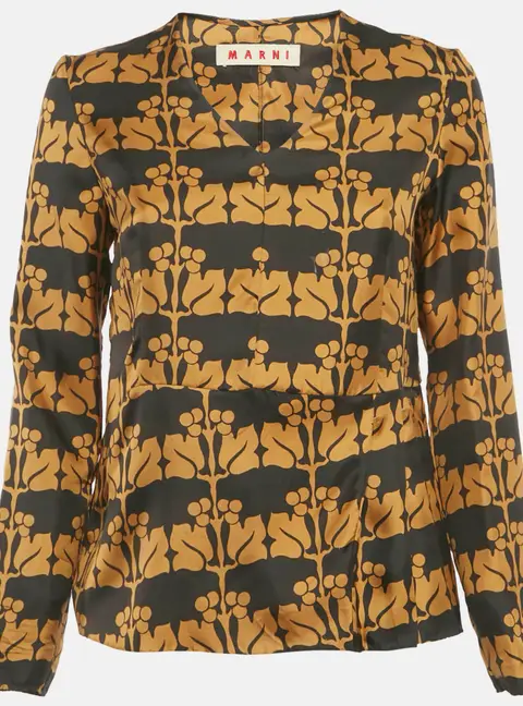 Marni Brown Printed Silk Top S
