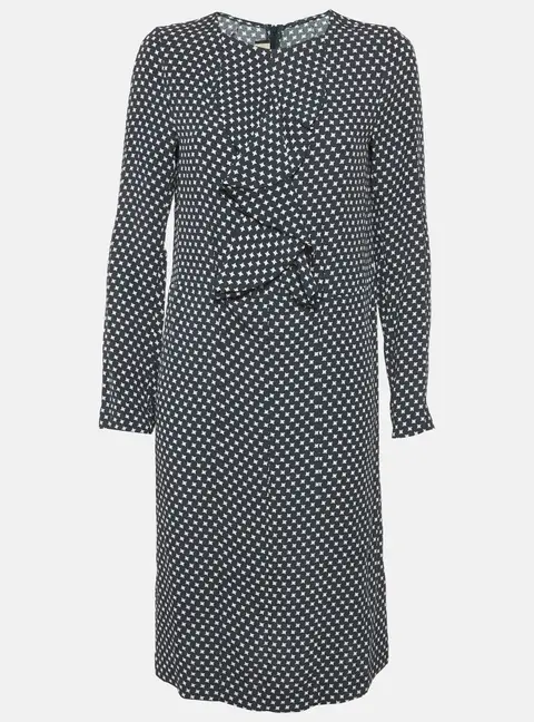 Marni Grey Printed Crepe Ruffled Short Dress M