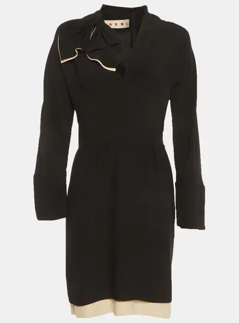 Marni Black Silk Bow Detail Short Dress S