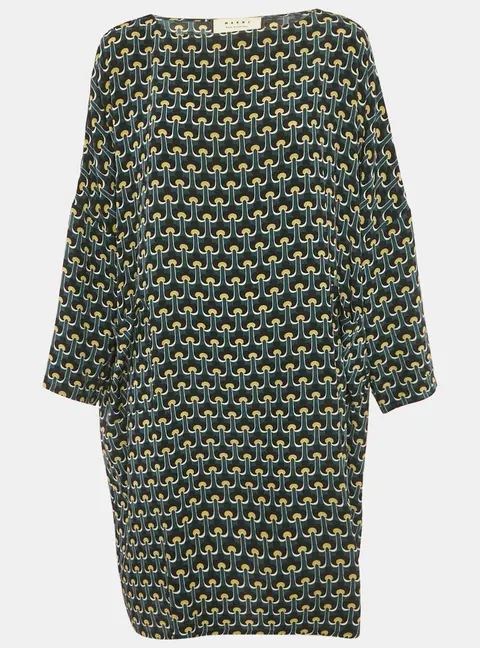 Marni Multicolor Printed Silk Loose Fit Short Dress M