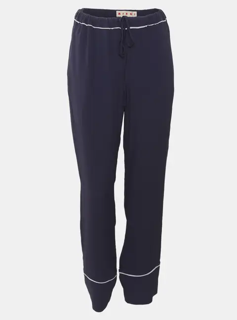 Marni Indigo Blue Crepe Drawstring Trousers S