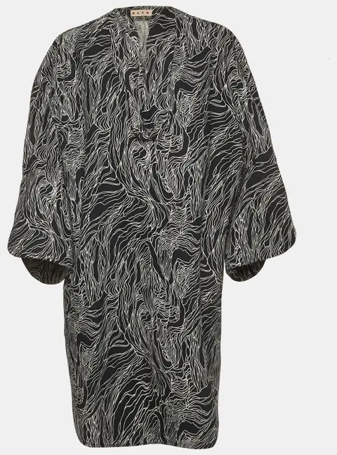 Marni Navy Blue Abstract Print Cotton Tunic Dress M