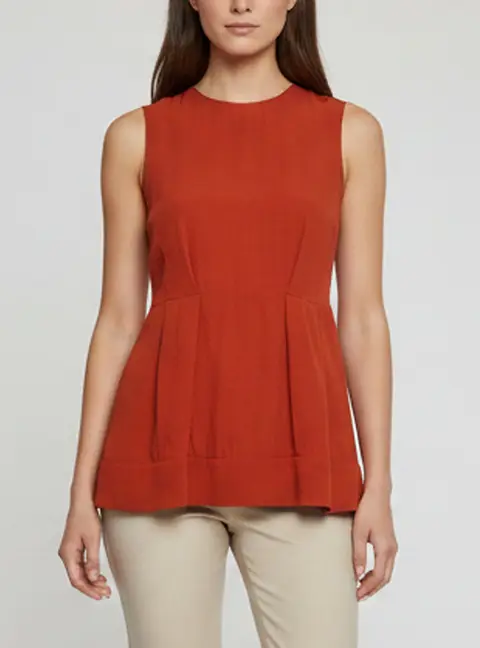 Marni Orange/Black Crepe Sleeveless Tunic Top S