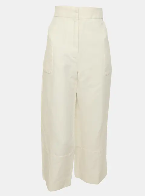 Marni White Cotton and Linen Blend Cropped Capri Pants S