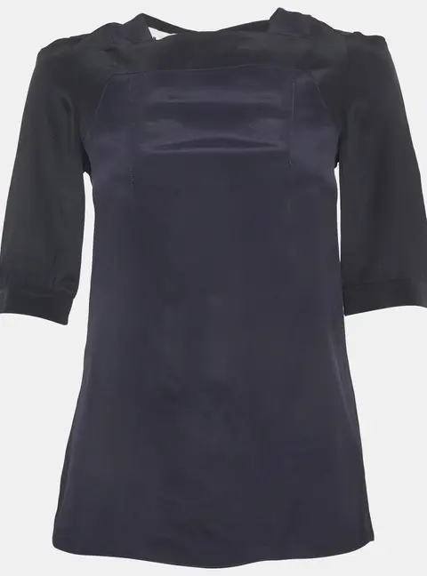 Marni Black Satin Short Sleeve Top S