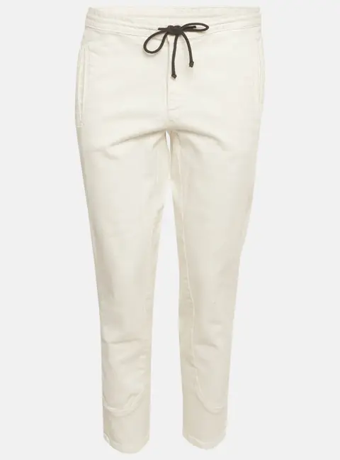 Marni White Denim Cotton Drawstring Trousers M