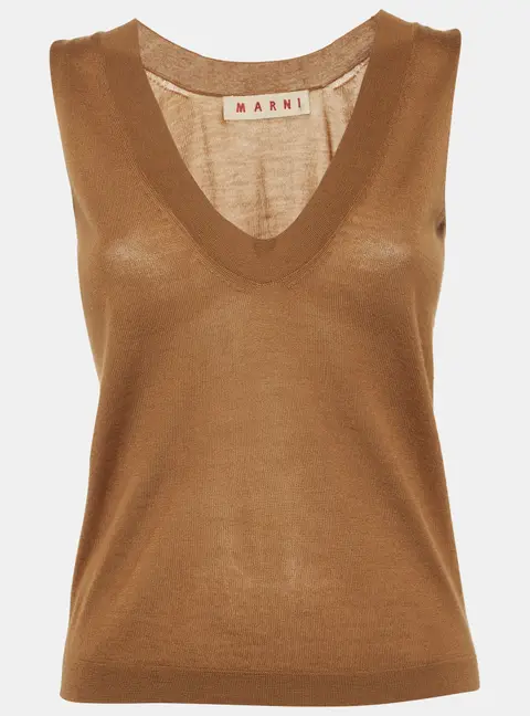 Marni Brown Cashmere Knit Vest S
