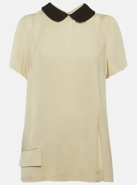 Marni Beige Crepe Collared Top M