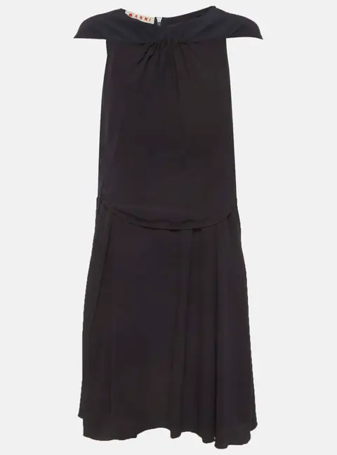 Marni Navy Blue/Black Crepe Tiered Dress S