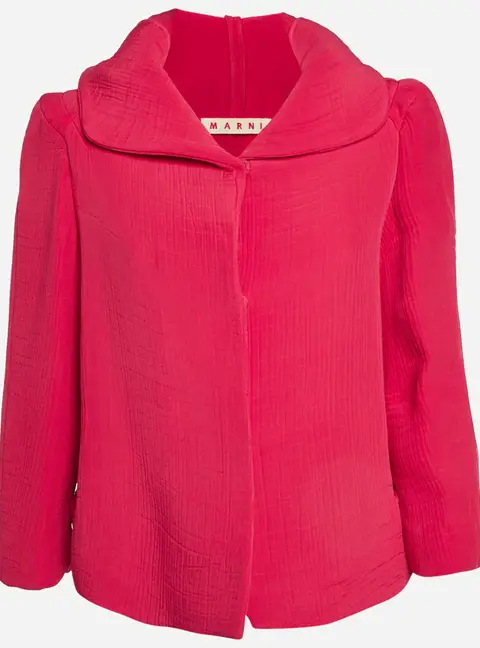 Marni Pink Crinkle Silk Blend Hooded Jacket S