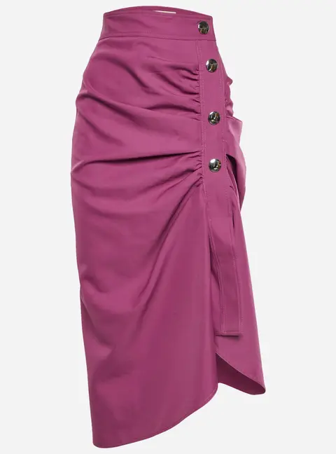Marni Magenta Gabardine Ruched Asymmetric Midi Skirt M