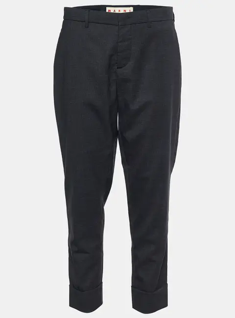 Marni Charcoal Grey Wool Cuffed Trousers M